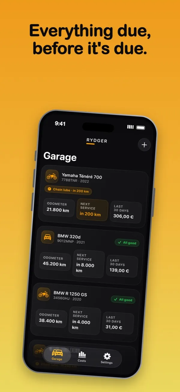 Garage with several motorcycles and cars and their next service