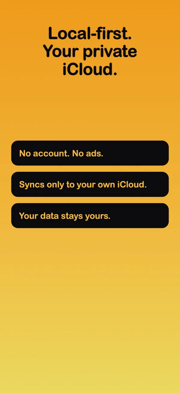 Rydger works with no account and no ads, syncing only to your iCloud
