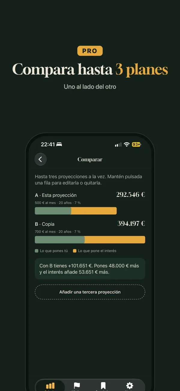 Comparación de hasta tres planes (Pro)